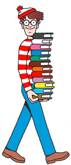 Where's Waldo? Waldo carrying books