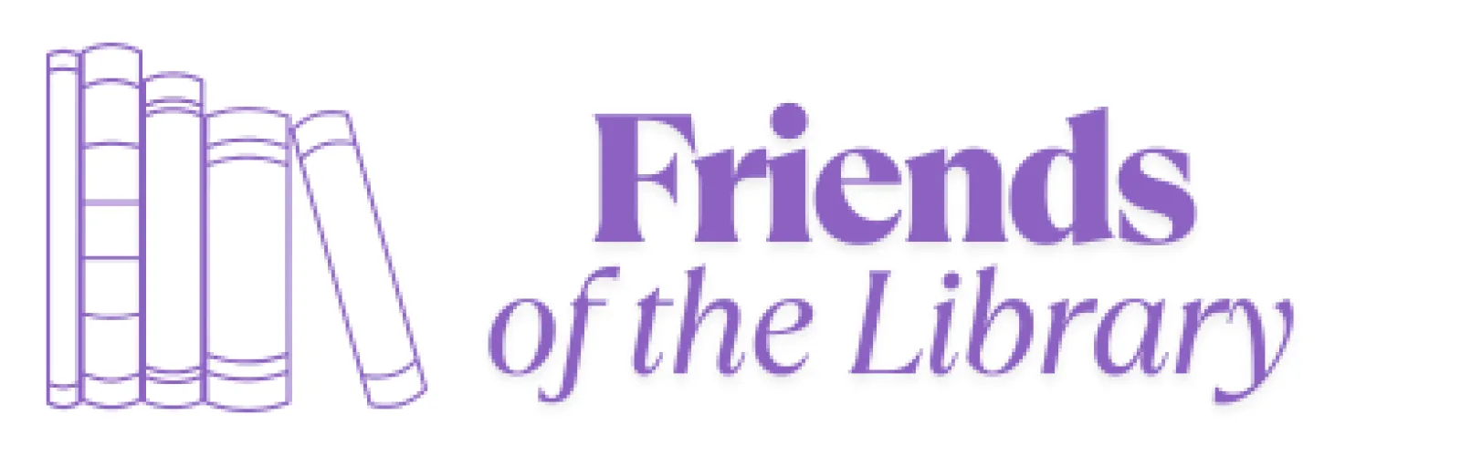 Friends of the Library text with standing books